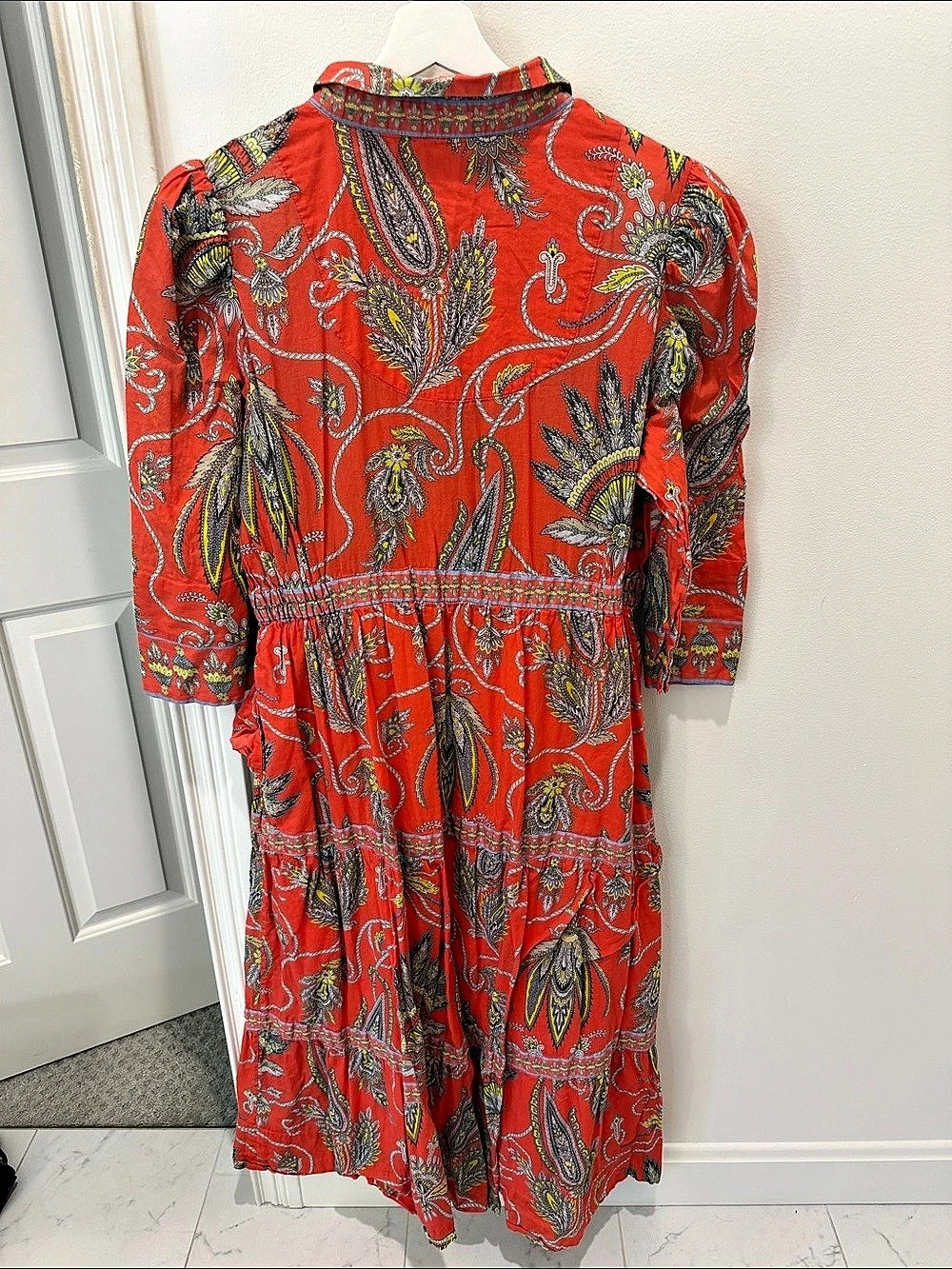 Gretchen Scott Paisley Midi Dress in Red & Gray XL - Picture 2 of 3